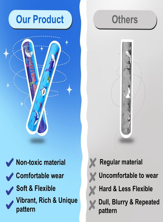 سنابترون هدايا سنابترون بيبي شارك لأعياد ميلاد الأطفال - 12 سوارًا قابلًا للصفع للبنات والأولاد، بتصميم بيبي شارك، زينة أو لوازم حفلات / هدية عيد ميلاد للأولاد / هدايا تذكارية لأعياد الميلاد - Image 4